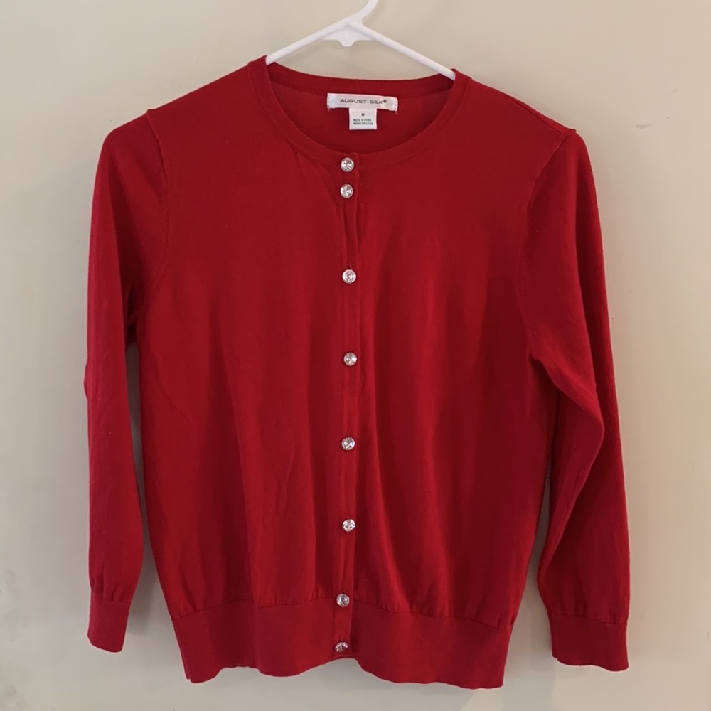 August Silk cardigan sweater.